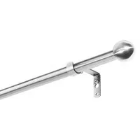 SN DECO GROUP Gardinenstange Kugel 1-läufig, inkl. Zubehör, Fixmaß, Ø 16 mm, Stahl, Komplettset mit Endstücken, Trägern, Ringen und Faltenleghaken