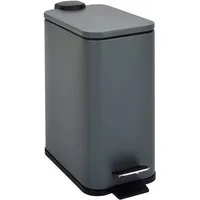 SVITA Mülleimer ST5, Treteimer, Softclose-Funktion, 5L, Stahl pulverbeschichtet, Grau