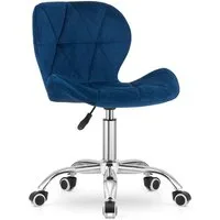 Home Collective Drehstuhl Schreibtischstuhl mit pneumatischer Verstellung (Perfekt für Kinderzimmer, Home Office und Studio), Samt mit Chromfuß und Gummirädern - blauer Samt