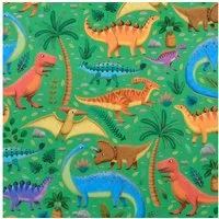 Star Geschenkpapier, Geschenkpapier Dinosaurier Motiv 70cm x 2m Rolle Grün / Bunt