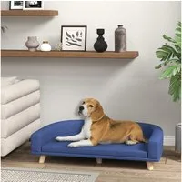 PawHut Tierbett mit Holzbeine, Sitzkissen, Polyester, für große Hunde, 98 x 67 x 25 cm Blau
