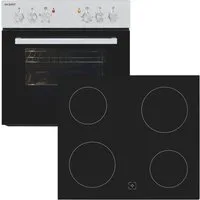 exquisit Backofen-Set EHE146-120 Set inox, Ober&Unterhitze mit 4-Zonen-Glaskeramikkochfeld – einfach & sicher!
