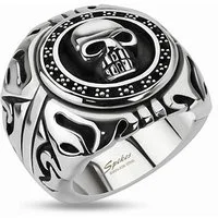 Taffstyle Fingerring Herrenring 3D Totenkopf Edelstahl massiv breit Biker Ring silber (Massiver Männerring mit Totenkopf Design für Rocker und Biker)