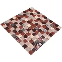 Mosani Mosaikfliesen selbst­kle­bende Naturstein Glasmosaik Fliesen 30x30 cm, Spritzwasserbereich geeignet, Küchenrückwand Spritzschutz