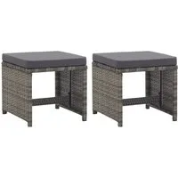 vidaXL Gartenstuhl Gartenhocker 2 Stk. mit Sitzkissen Poly Rattan Anthrazit (2 St)