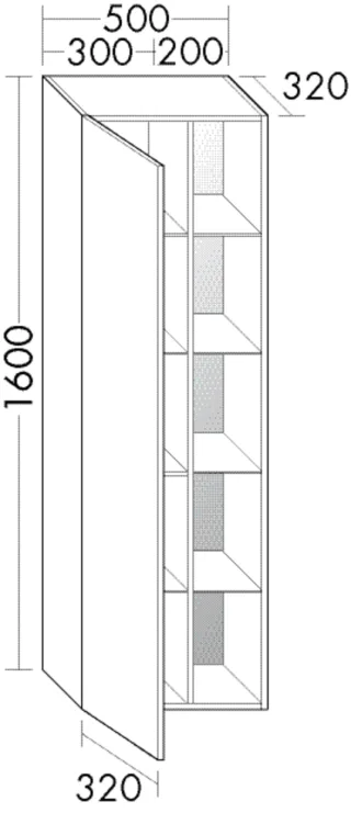 Burgbad Hochschrank Orell Melamin 1600x500x320 Eiche Dekor Nachtschwarz, HSES050RF7332 HSES050RF7332
