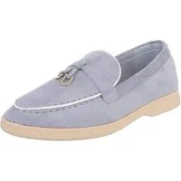 Ital-Design Damen Loafers mit komfortablem Design und eleganten Details Slipper (91116793) Blockabsatz Mokassins in Hellblau