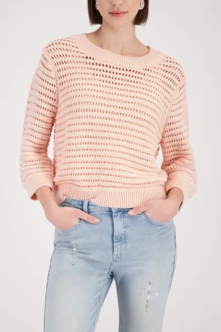monari - Ajour-Strickpullover summer peach - Gr. - 38