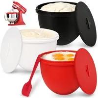 OSTWOLKE Küchenmaschinenschüssel Silikon Rührschüssel für KitchenAid 4,8 L mit kippbarem Motorkopf, Silikon, (3-tlg), Silikon-Einsatzschalen mit Deckel für KitchenAid 5Qt, wiederverwendbar