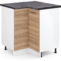 Vicco Eckunterschrank R-Line, Sonoma/Weiß, 75.6 cm, AP Anthrazit (1-St)