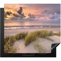 MuchoWow Herd-Abdeckplatte Sonnenuntergang - Düne - Strand - Pflanzen - Meer, Vinyl, (1 tlg), Abdeckplatte für Ceranfeld, Herd Inductionsmatte, 57.6x51.6 cm