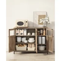 VASAGLE Sideboard Küchenschrank (Aufbewahrungsschrank, Stahlrahmen, Industrie, für Wohnzimmer, Küche, Esszimmer), 100 x 35 x 75 cm, verstellbaren Ablage, mit Glastüren