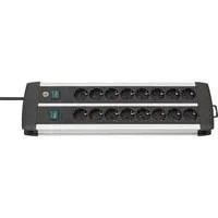 Premium-Alu-Line Steckdosenleiste 16-fach Duo schwarz/silber, 3 Meter, mit 2 Sicherheitsschaltern