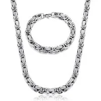 LuxusKollektion Ketten und Armband Set Ketten Herren Edelstahl Silber Königskette Armband 8MM Breite Kette