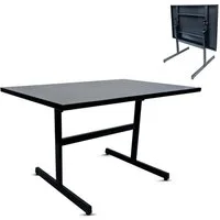 KHG Gartentisch Gartentisch klappbar Anthrazit für 6 Personen (Klapptisch aus Stahl-Gestell, Tischplatte mit E-Coating-Beschichtung, wetterfest UV-beständig, 80x74x120 cm), klappbar, wetterfest