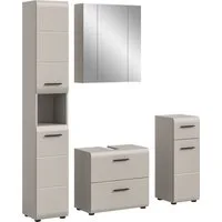 welltime Badezimmer-Set, (Set, 4-St., Hochschrank, WBU, Spiegelschrank, Standschrank hoch), Bad-Kombination, Bad-Möbel, Badezimmer, Kombination, Kombi
