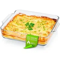 GOURMETmaxx Auflaufform Auflaufform transparent quadratisch 1500ml, (1-St), aus Glas für Heißluftfritteuse & Ofen Zubereiten Garen Servieren