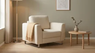 BRUNO Schlafsessel 70cm in Beige | praktische Größe | stabiles Massivholz & Boxspringkomfort