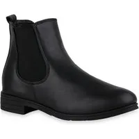 VAN HILL 835924 Chelseaboots Damen Stiefeletten Chelsea Boots Blockabsatz Basic Schlupf-