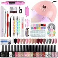 KINSI Lichthärtungsgerät 16-Farben Nagellack Set inkl. Maniküre Werkzeuge,DIY-Nageldesign, mit UV/LED Lampe,Perfekt für Nail Art