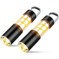 FANNOU LED Taschenlampe Aufladbar mit Campinglicht, Zoombar, 2 Lichtmodi, Lange Akkulaufzeit (2-St), Wasserdichte Taschenlampe für Camping, Outdoor, Notfälle