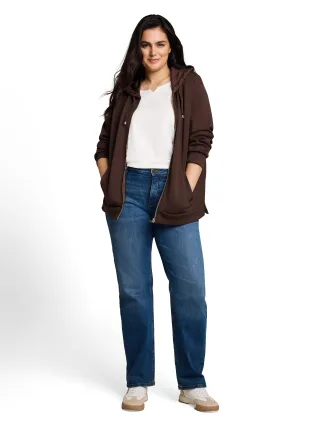 Tom Tailor - Plus Size - Hoodie Sweatjacke aus Scuba java dark brown - Gr. - 48