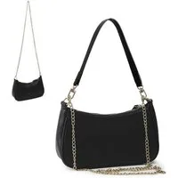FOUORTUNATE-BEE Schultertasche Damen Handtasche mit abnehmbarer Kette und Schulterriemen, Achseltasche als Schulter- oder Umhängetasche für Frauen