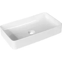 COSTWAY Waschbecken, Keramik rechteckig, 60cm, hängend & stehend
