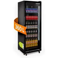 GastroHero Getränkekühlschrank Flaschenkühlschrank 360 L, Glastür & LED, abschließbar schwarz GKS-360, 175.6 cm hoch, 62 cm breit, selbstschließender Isolierglastür, schwarz