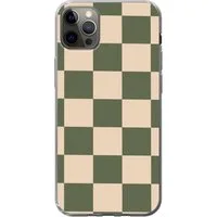 MuchoWow Handyhülle für Apple iPhone 12 Pro Max Schachbrettmuster - Grün - Beige - Blöcke, Smartphone-Bumper, Print, Handy Schutzhülle Dünn