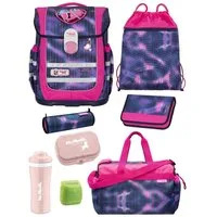 McNeill Schulranzen Ergo Complete "Pearl" Mädchen Schultasche Lila Pink ab der 1. Klasse (Set, 9-tlg., inkl. Federmäppchen und Sporttasche), ergonomisch, mit Brustgurt, verstellbar - wächst mit dem Kind mit