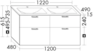 Burgbad Glas-Waschtisch+Waschtischunterschrank System 30 Preisgruppe 2 Echo Eiche Dekor SHAP122F6922A0070