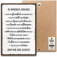 ARTFAVES Holzbild Schild mit Spruch - FAMILIENREGELN - IN UNSEREM ZUHAUSE - Familie, Zuh