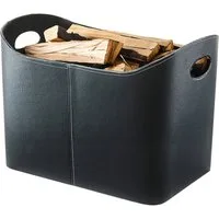 Kobolo Kaminholzkorb Holztrage in schwarz aus Kunstleder (ohne Deckel)