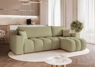 Ecksofa Schlafsofa Sofa ANABEL in Stoff Centaur Mintgrün Ottomane Rechts