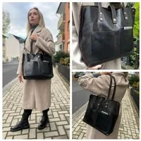 Corno d´Oro Schultertasche Damen Leder Groß Handmade Shopper braun, mit breitem verstellbarem Schultergurt, Vintage Leder