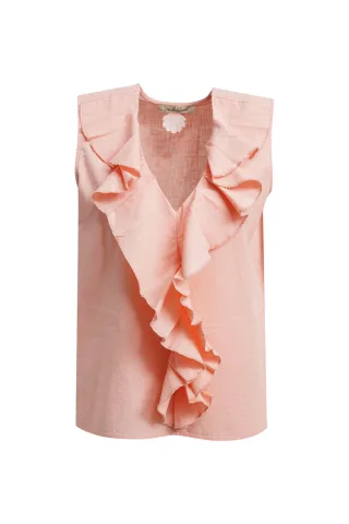 Smith&Soul - Volant Neck Blouse Top peach - Gr. - M