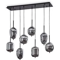 hofstein Hängeleuchte »Ambrogio« 8-flammige Deckenlampe aus Metall/Glas in Schwarz/Chrom, ohne Leuchtmittel, moderne Pendelleuchte mit Glasschirmen, 8xE14, Höhe max. 120cm