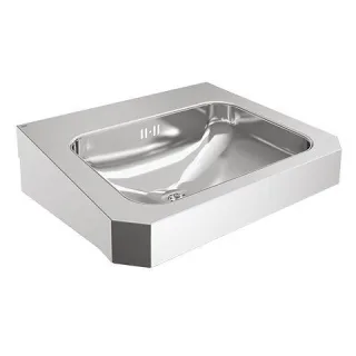 KWC Aquarotter Einzelwaschtisch, ANIMA, Edelstahl, 500x150x446 mm, o. Hahnl., m. Überl., 203.0499.14 203.0499.148