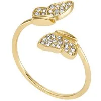 Fossil Fingerring Schmuck Geschenk Edelstahl SUTTON Schmetterling, mit Glasstein