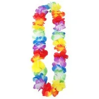 partydeco Kostüm, Hawaii Blumenkette / Hawaiikette regenbogenfarben 90cm bunt