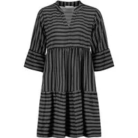 DENIMFY Sommerkleid Damen Kleid DFFrida A-Linie 3/4 Arm Freizeitkleid mit V-Ausschnitt aus 100% Viskose