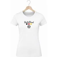 Banco T-Shirt Damen Deutschland Herz Fußball Print Baumwolle Rundhals Casual (Einzelartikel) Damen Oberteil Deutschland Herz Fußball Print Baumwolle Casuals