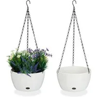 relaxdays Blumenampel 2 Blumenampeln mit Wasserspeicher - L