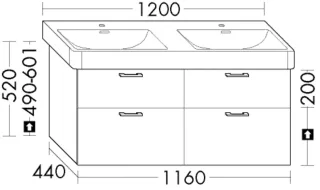 Burgbad Waschtischunterschrank System 30 Preisgruppe 1 Aqua 520x1160x440 Eiche Dekor Rost WYKS116F6317