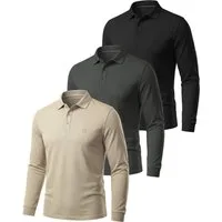 normani Langarmshirt 3er Set Herren Langarm Poloshirt Lyroe Longsleeve Poloshirt 3er Pack für Männer