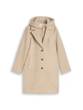 Tom Tailor - 2-in-1 Wollmantel mit abnehmbarem Einsatz gravel beige melange - Gr. - XL