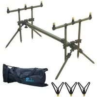 Croch Rutenhalter Rod Pod, (1-tlg., Aluminium Deluxe für 3 Ruten inkl. Rutenauflagen Tasche)