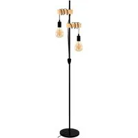 EGLO Stehlampe TOWNSHEND Stehlampe, Holz, Stahl, Retro, Industrial, Wickeloptik, ohne Leuchtmittel, Wohnzimmer, Standleuchte, 2-flammig, schwarz, braun, 166,5x25cm