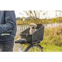 TRIXIE Tierfahrradkorb Hundefahrradkorb für Gepäckträger aus Weide, schwarz - schwarz - 35 ×